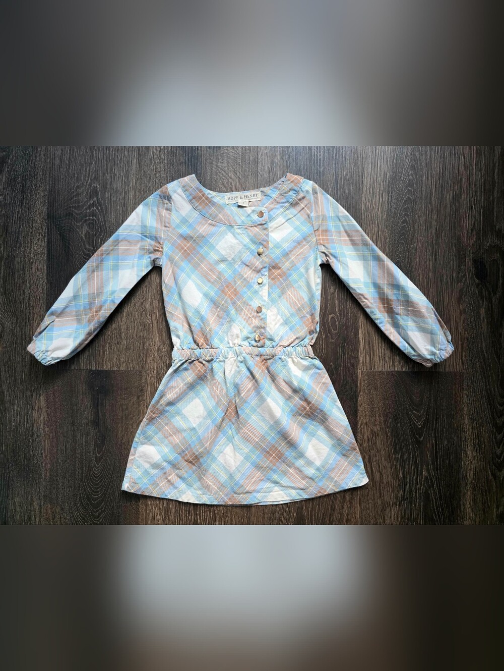 Hope & Henry gold button Fall plaid dress